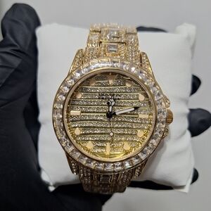 Gold Tone Stainless Steel Invicta Montess Icedout -Accented Watch